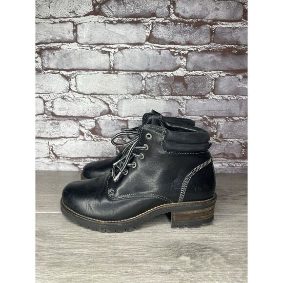 TAOS Footwear Black Leather Lace Up Ankle Combat Boots Women Sz 7.5M US/38EU - Picture 15 of 16